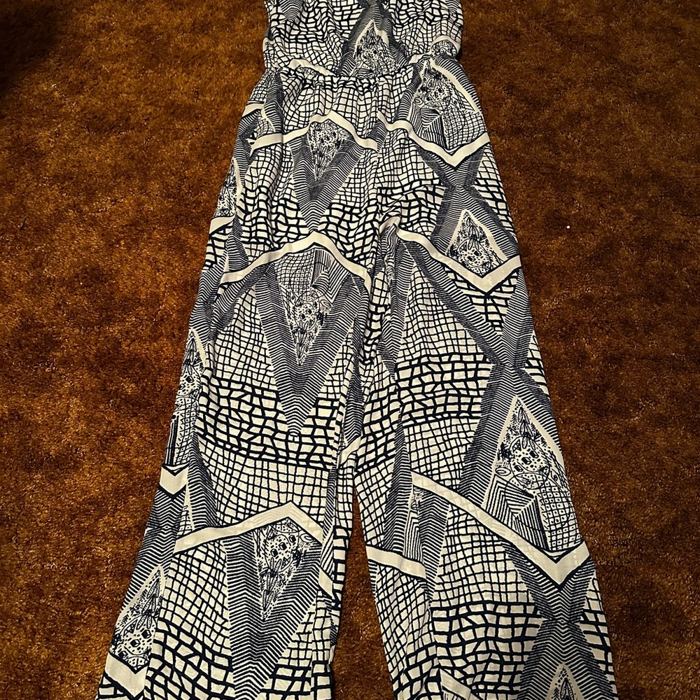 Charming Charlie Monochrome Patterned Jumpsuit